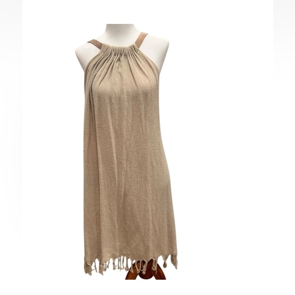 La Troupe Tulum Vestido Barbara Dress Women's Size 2 Beige Knee Length Beach NWT - Picture 2 of 5